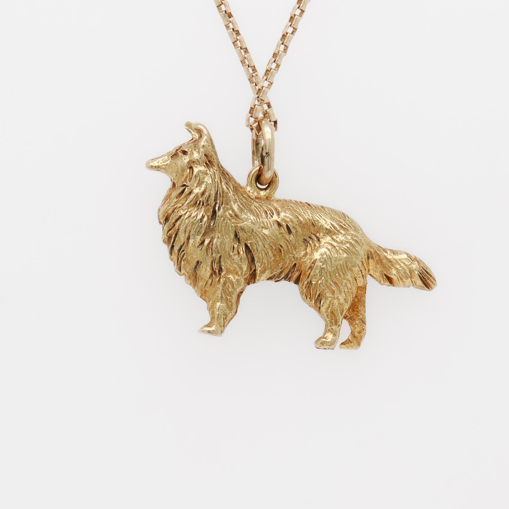 Vintage 14K Gold Collie or Sheepdog Charm for a Bracelet For Sale 1