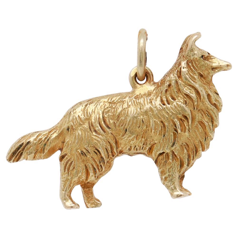 Vintage 14K Gold Collie or Sheepdog Charm for a Bracelet