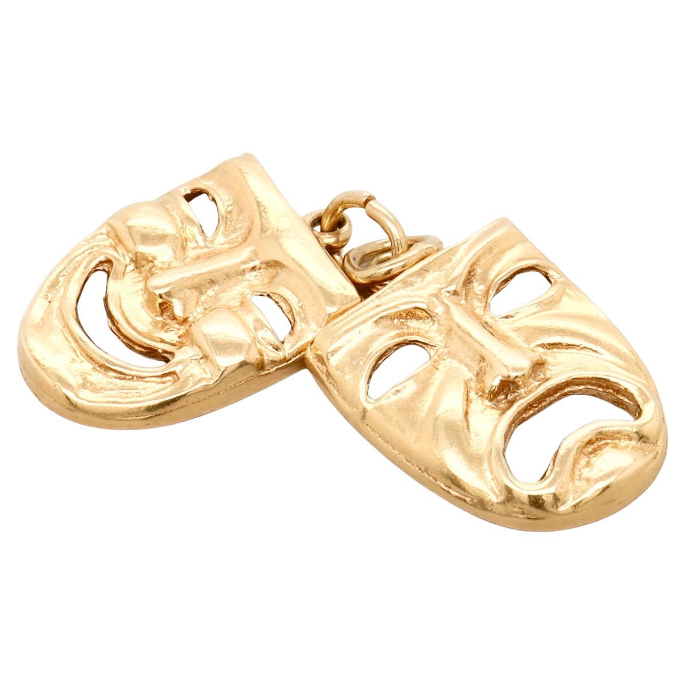 Vintage 14K Gold Comedy & Tragödie Masken Figural Charme für ein Armband
