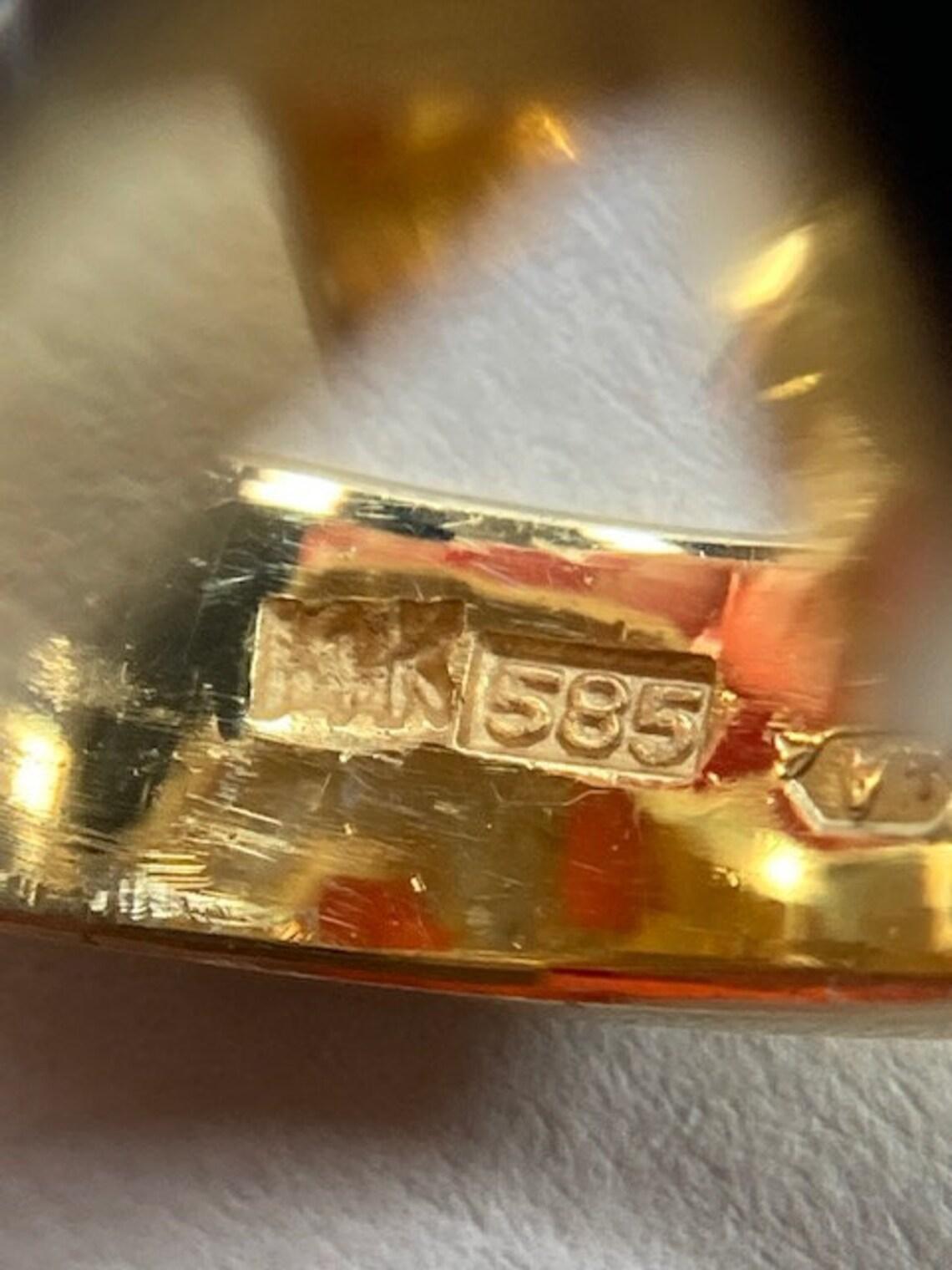 Vintage 14k Gold Koralle & Onyx Ring mit Diamant One-of-a-kind für Damen oder Herren im Angebot