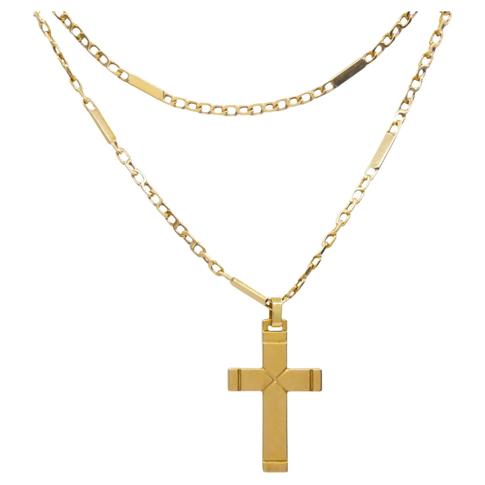 Vintage 14k Gold Cross Pendant Necklace