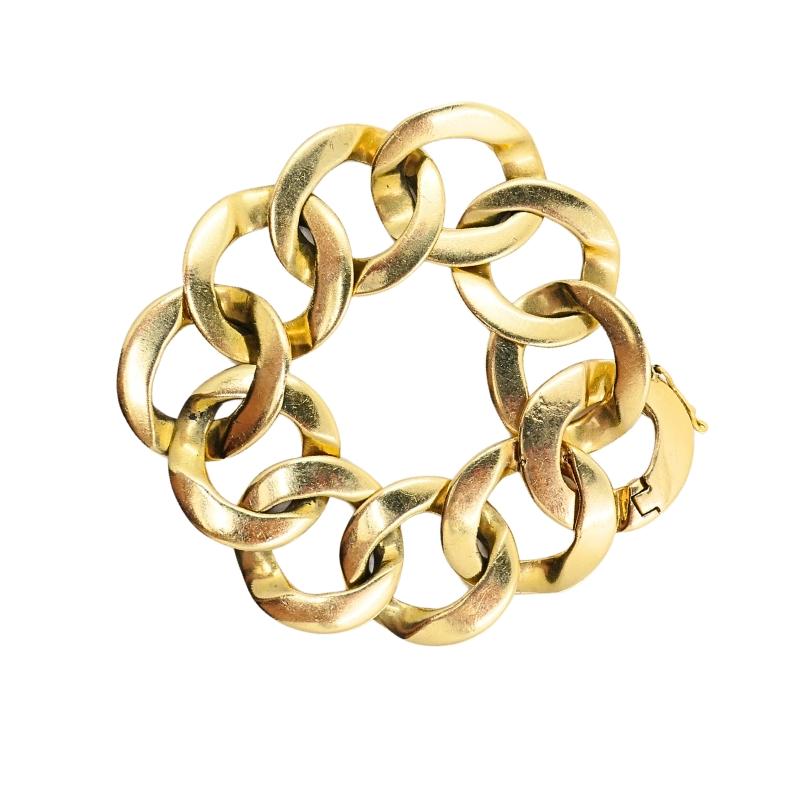 Femenino o masculino Pulsera de eslabones de oro de 14 quilates Vintage