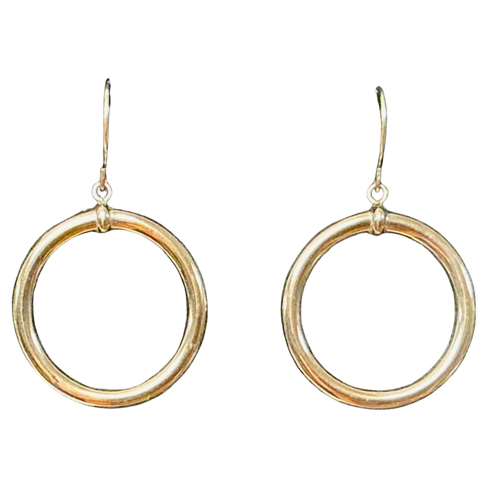 Vintage 14K Gold Dangle Hoop Earrings
