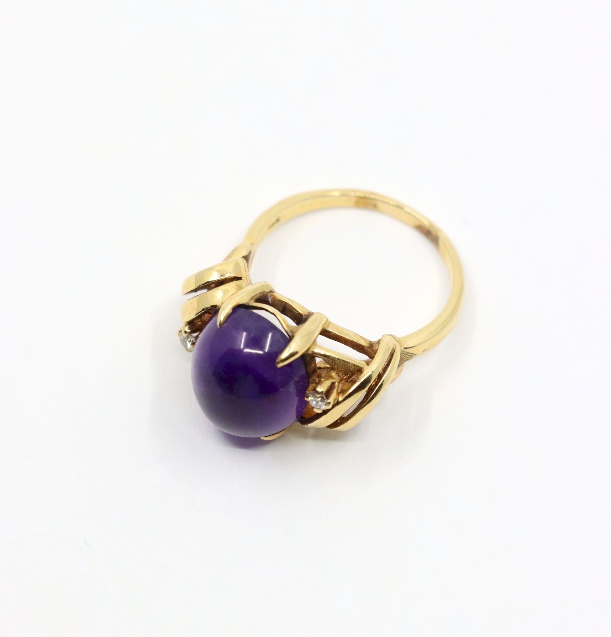 Vintage 14K Gold Diamant Amethyst-Ring mit Amethyst im Angebot 5