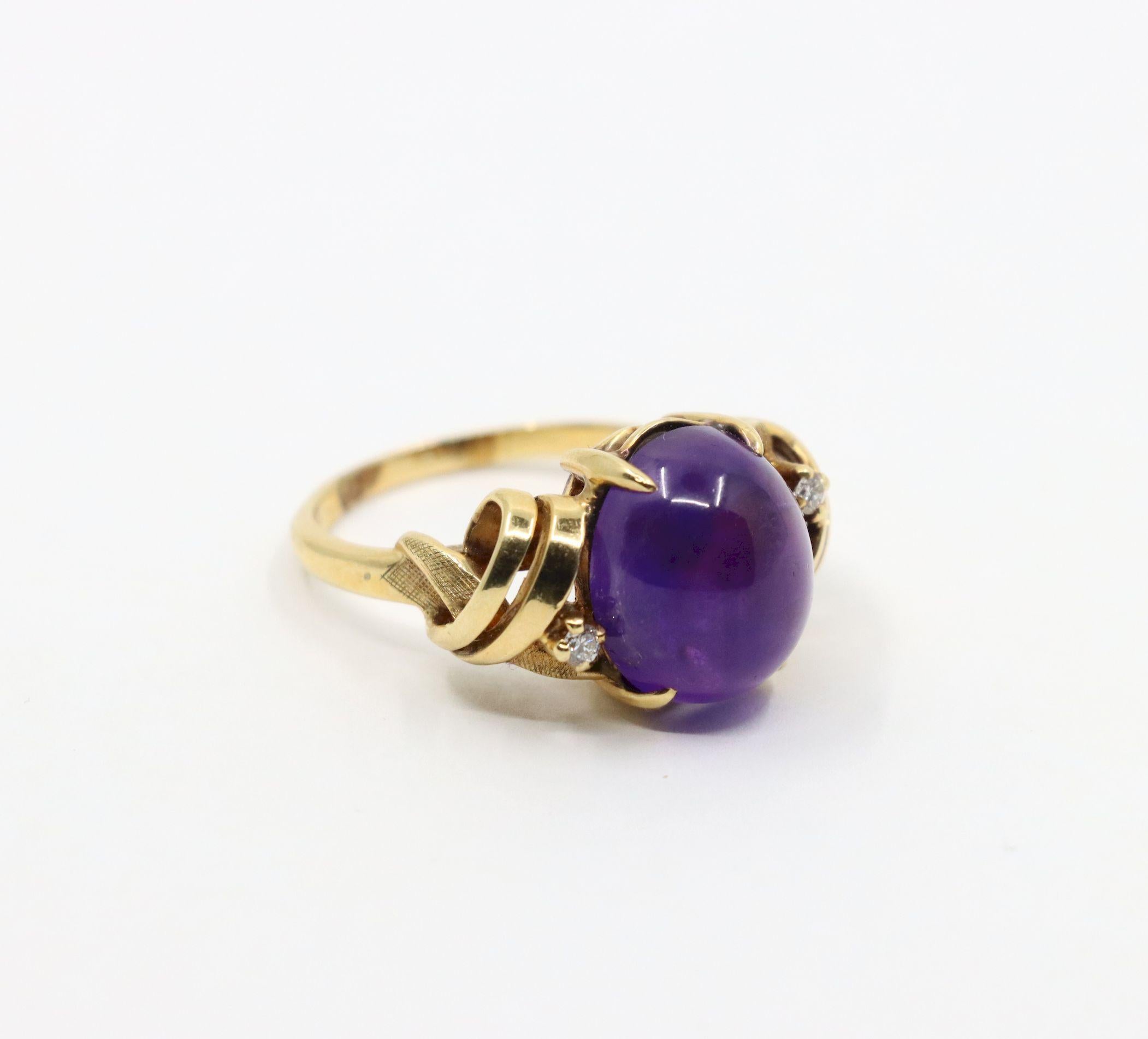 Vintage 14K Gold Diamant Amethyst-Ring mit Amethyst im Angebot 6