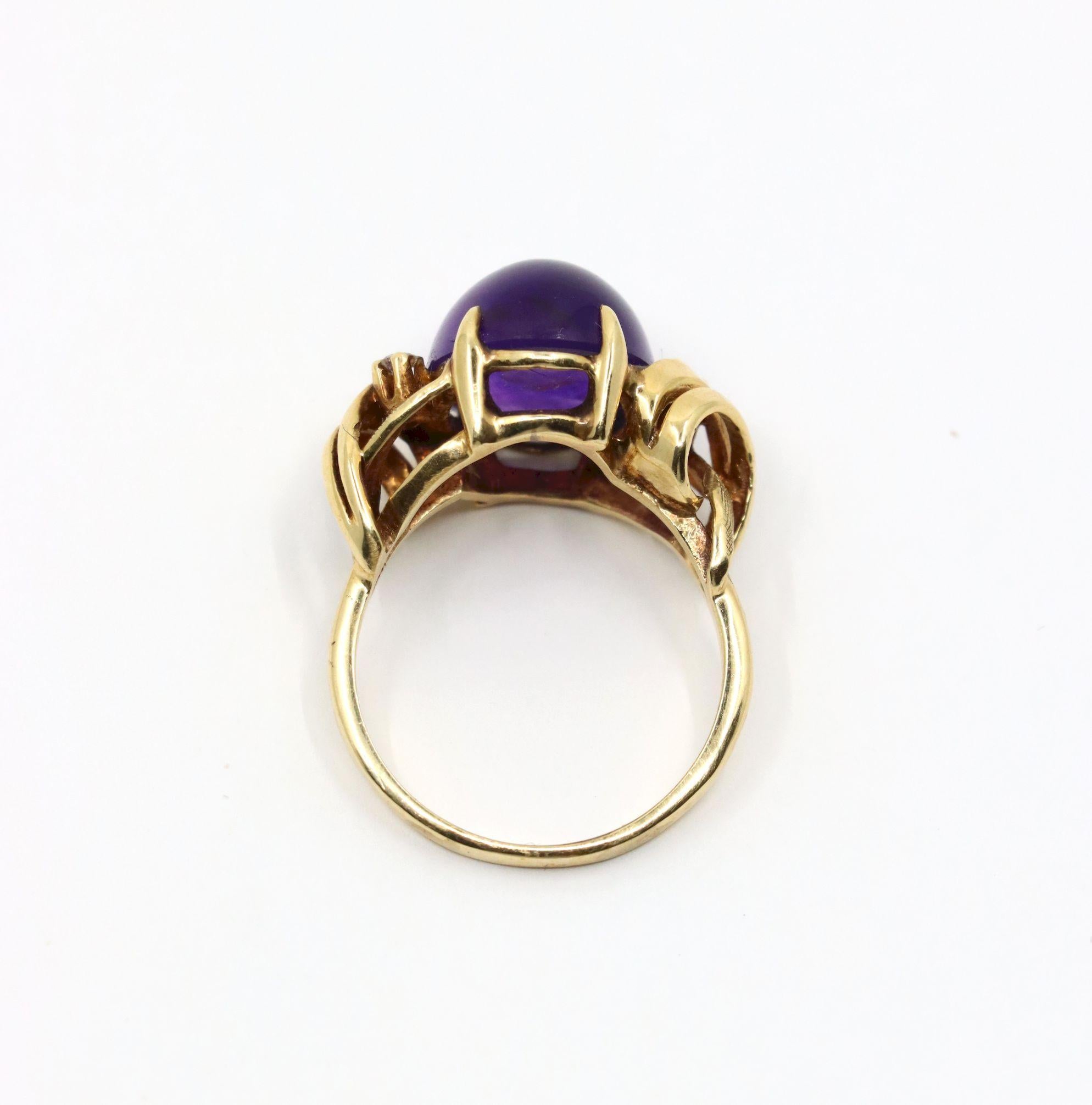 Vintage 14K Gold Diamant Amethyst-Ring mit Amethyst im Angebot 1