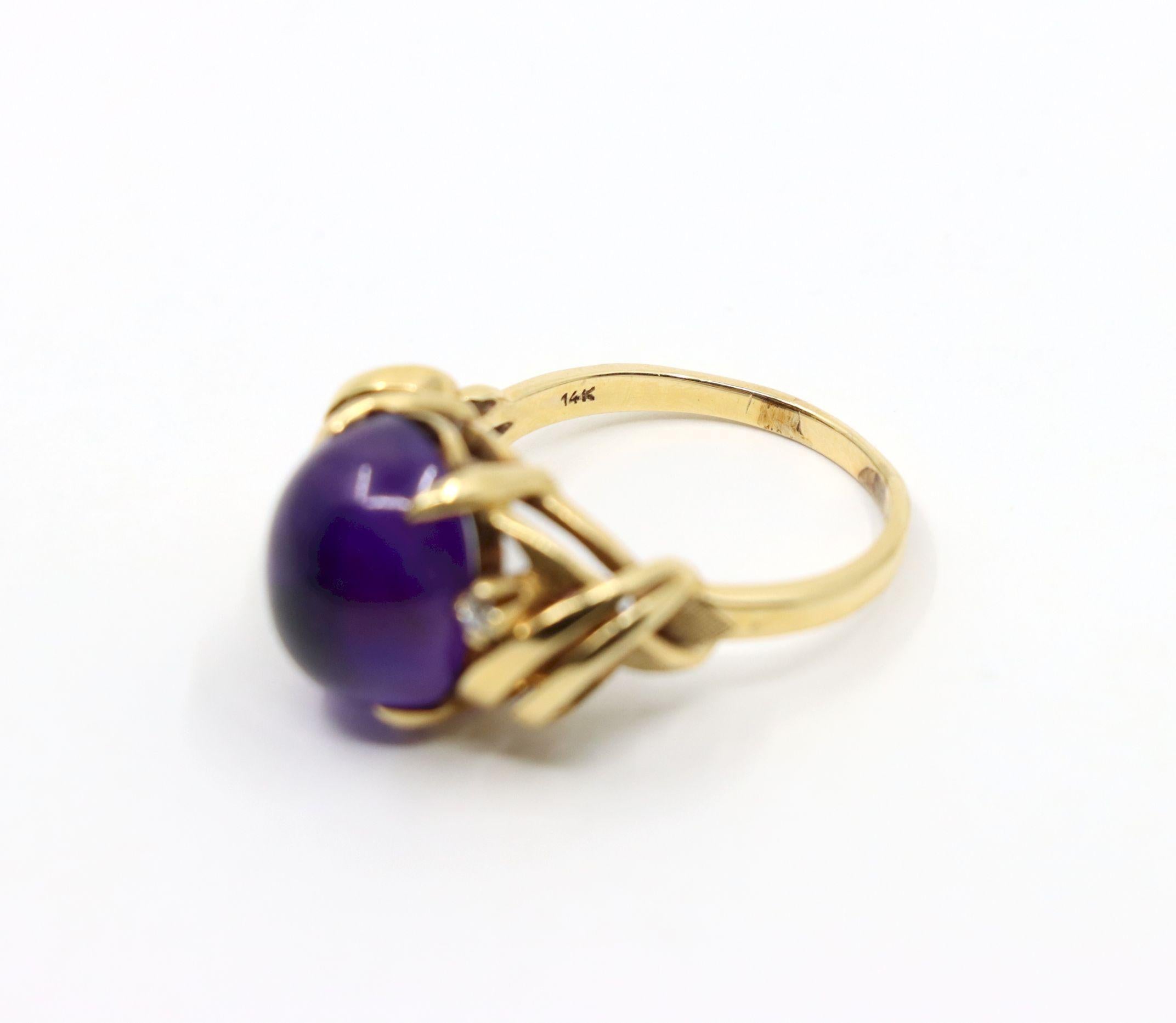 Vintage 14K Gold Diamant Amethyst-Ring mit Amethyst im Angebot 3