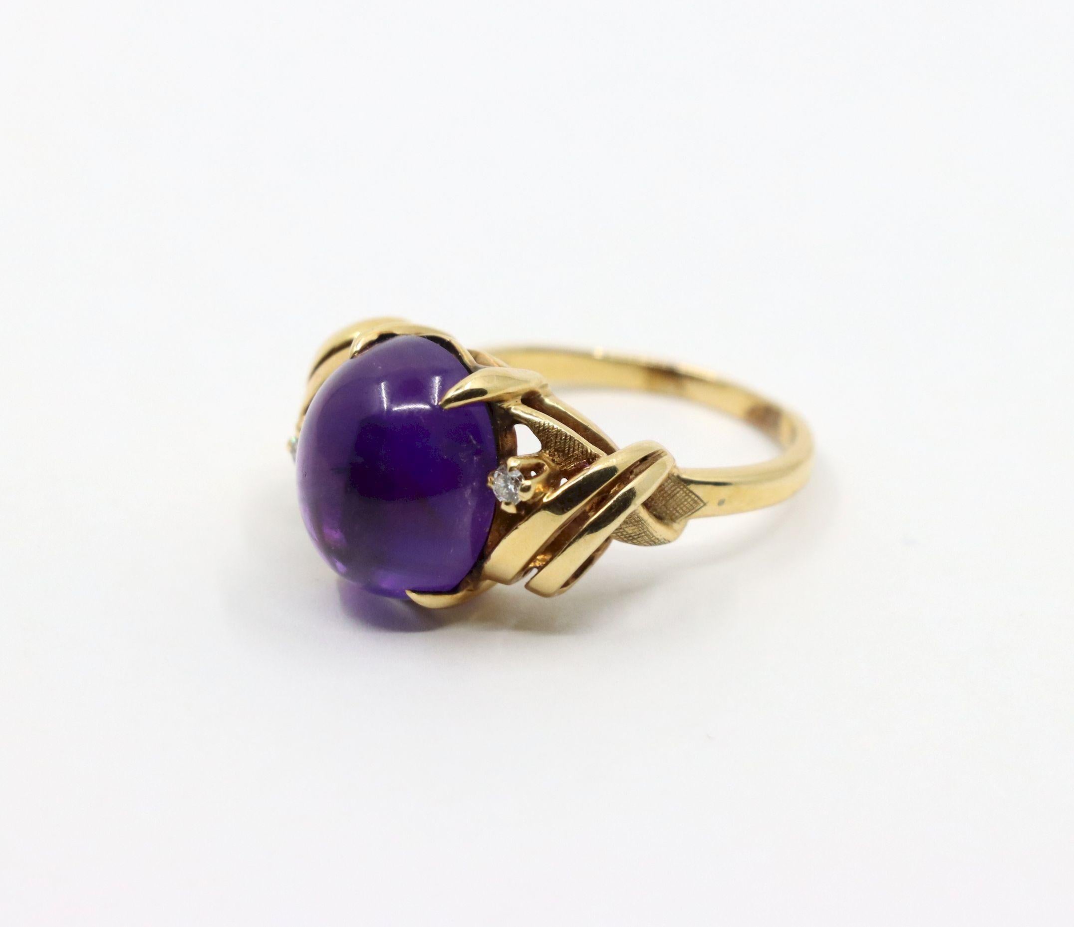 Vintage 14K Gold Diamant Amethyst-Ring mit Amethyst im Angebot 4