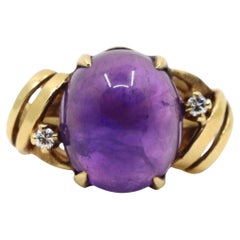 Vintage 14K Gold Diamond Amethyst Ring