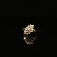 Vintage 14K Gold Diamond Cluster Ring 0.42 CTW Size 7.5 Estate 2.8g