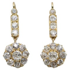 Vintage 14K Gold Diamond Flower Earrings