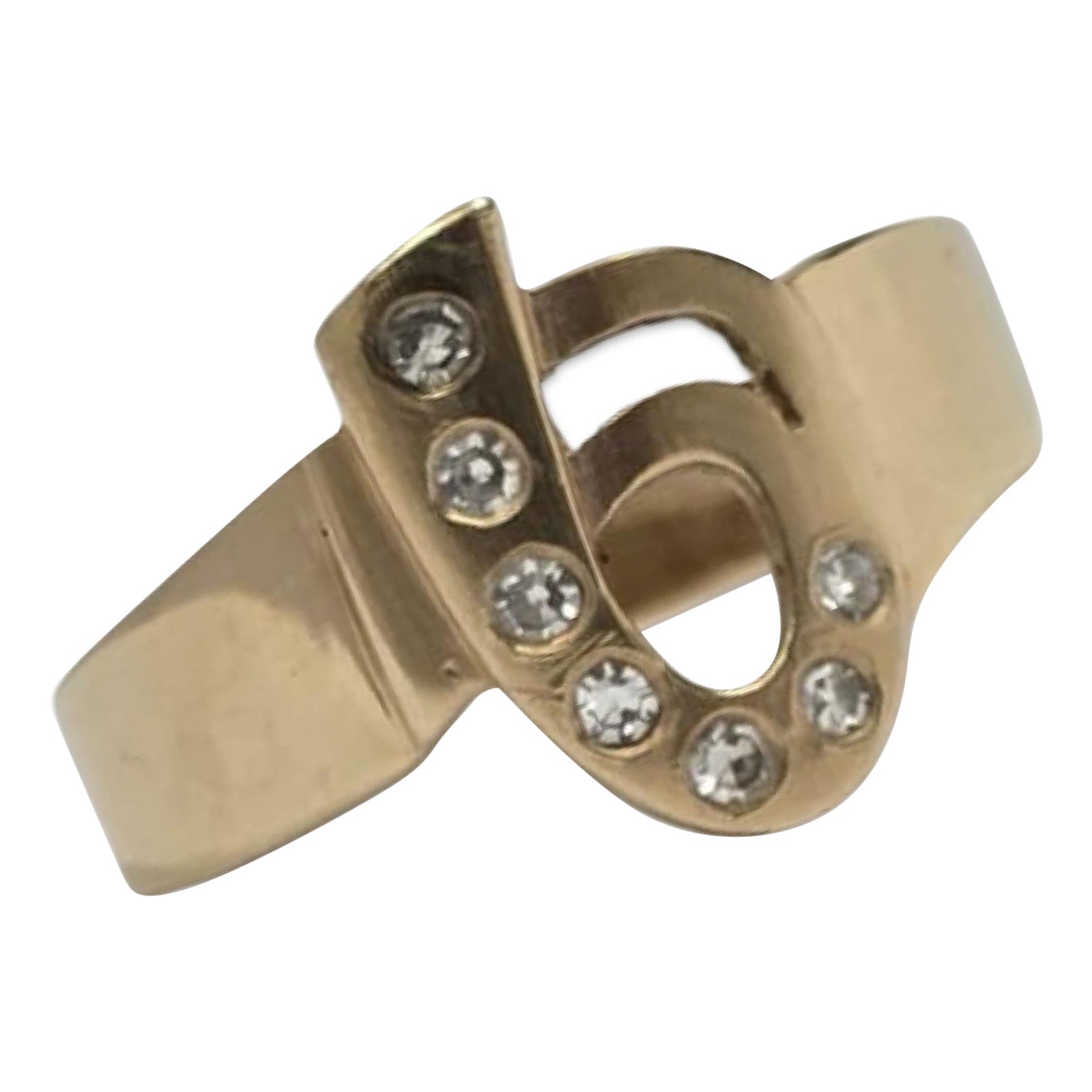 Anello iniziale "G" in oro 14K vintage con diamante 0,25ctw