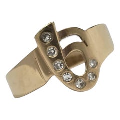 Vintage 14K Gold Diamond “G” Initial Ring 0.25ctw