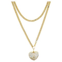 Vintage 14k Gold Diamond Heart Pendant 
10k Gold Chain Necklace
