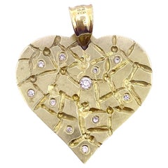 Vintage 14K Gold Diamond Heart Pendant