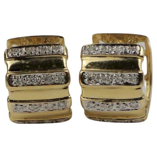 Vintage 14K Gold Diamond Huggie Earrings