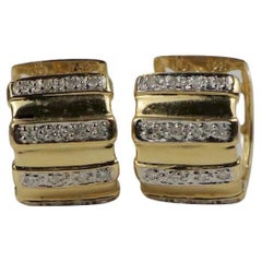 Orecchini Huggie con diamanti in oro 14K vintage