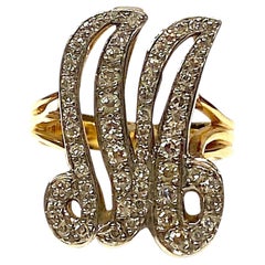 Vintage 14K Gold Diamond Initial M Ring
