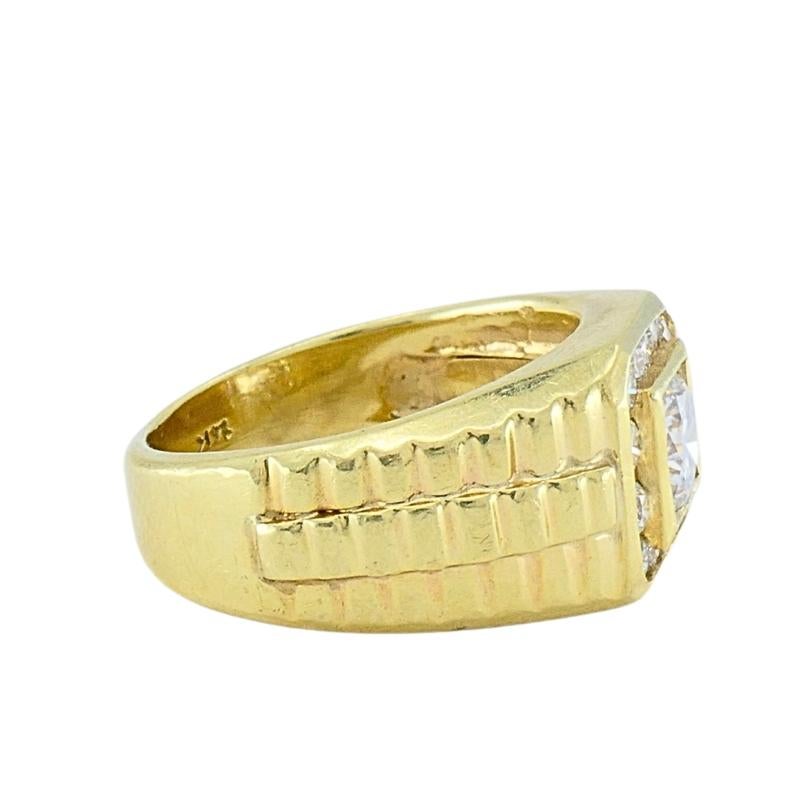 da uomo o donna Vintage 14K Gold Diamond Men's Ring in vendita