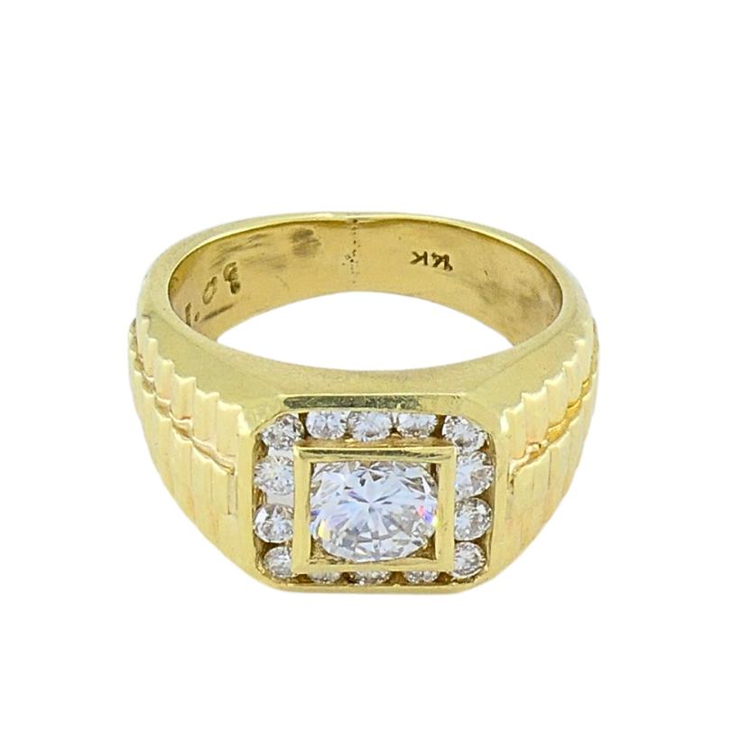 Vintage 14K Gold Diamond Men's Ring in vendita 1