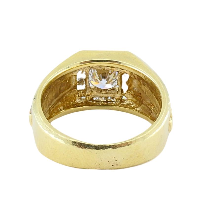 Vintage 14K Gold Diamond Men's Ring in vendita 3