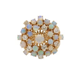 Vintage 14K Gold Diamond Opal Ring