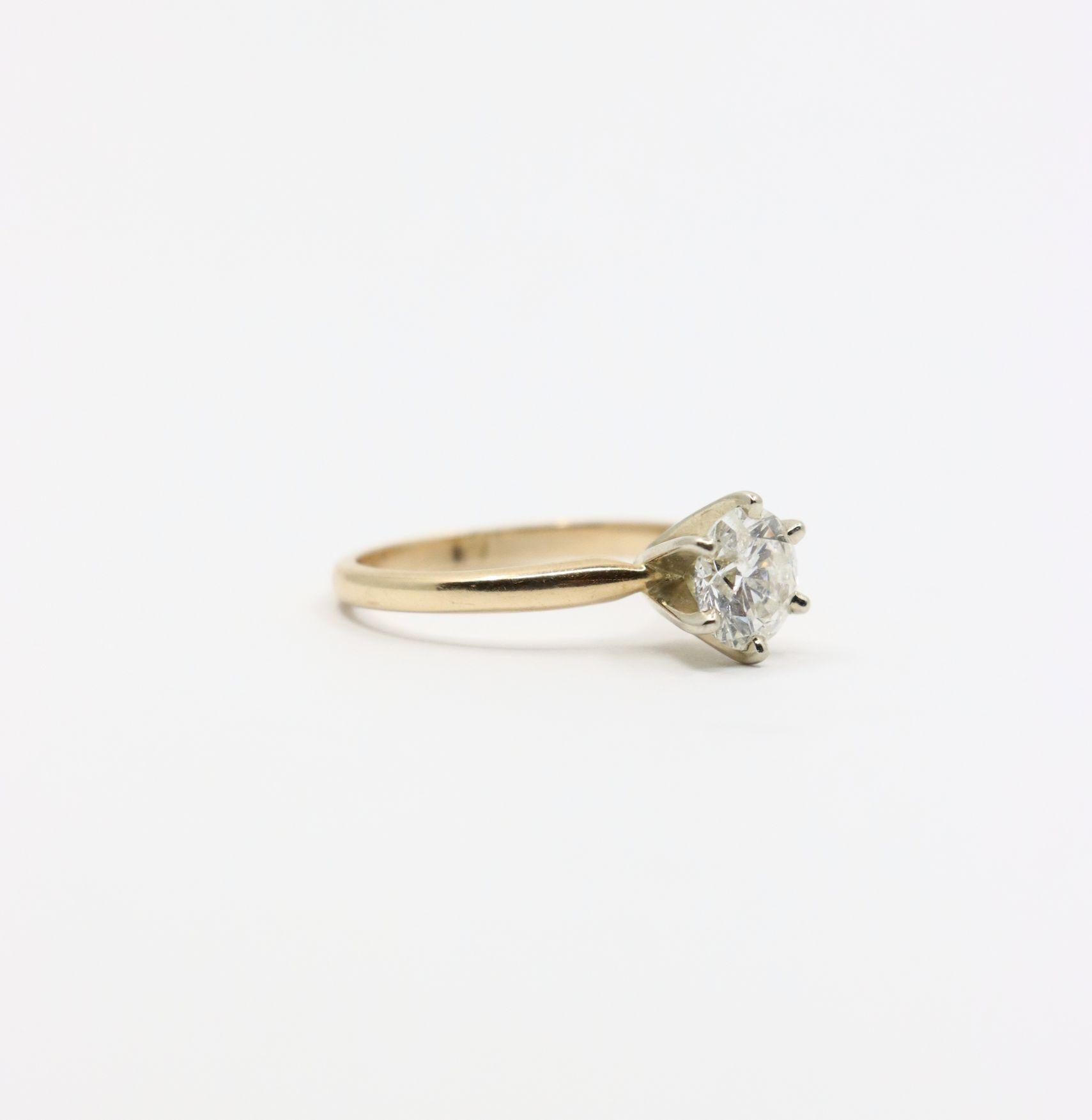 Anello con diamante in oro 14K vintage in vendita 1
