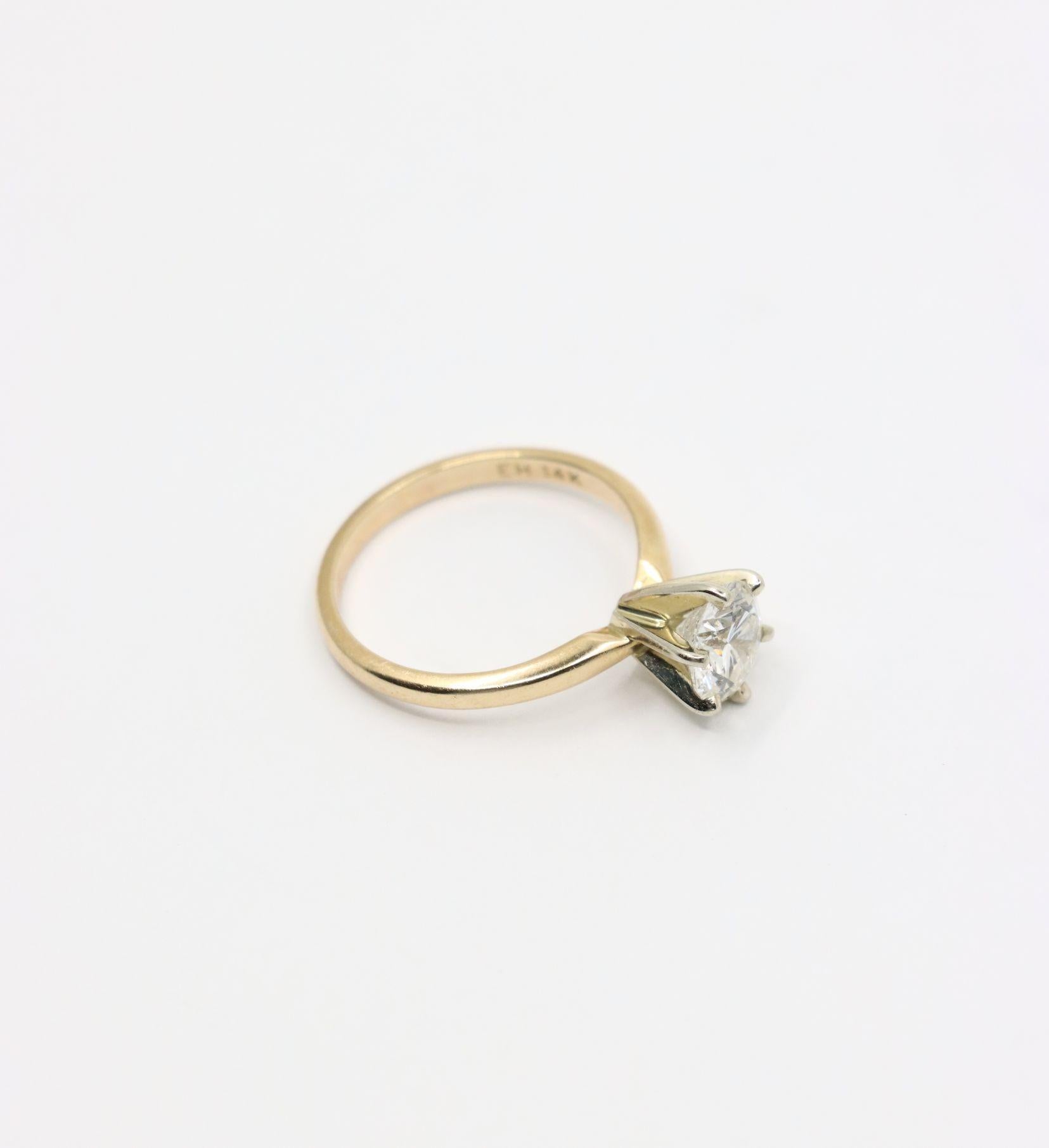 Anello con diamante in oro 14K vintage in vendita 3