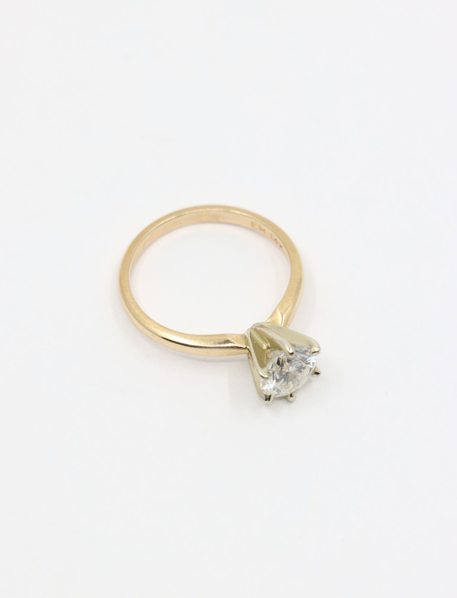 Anello con diamante in oro 14K vintage in vendita 4