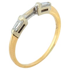 Vintage 14k Gold Diamond Ring Jacket with Baguette Stones, 1970