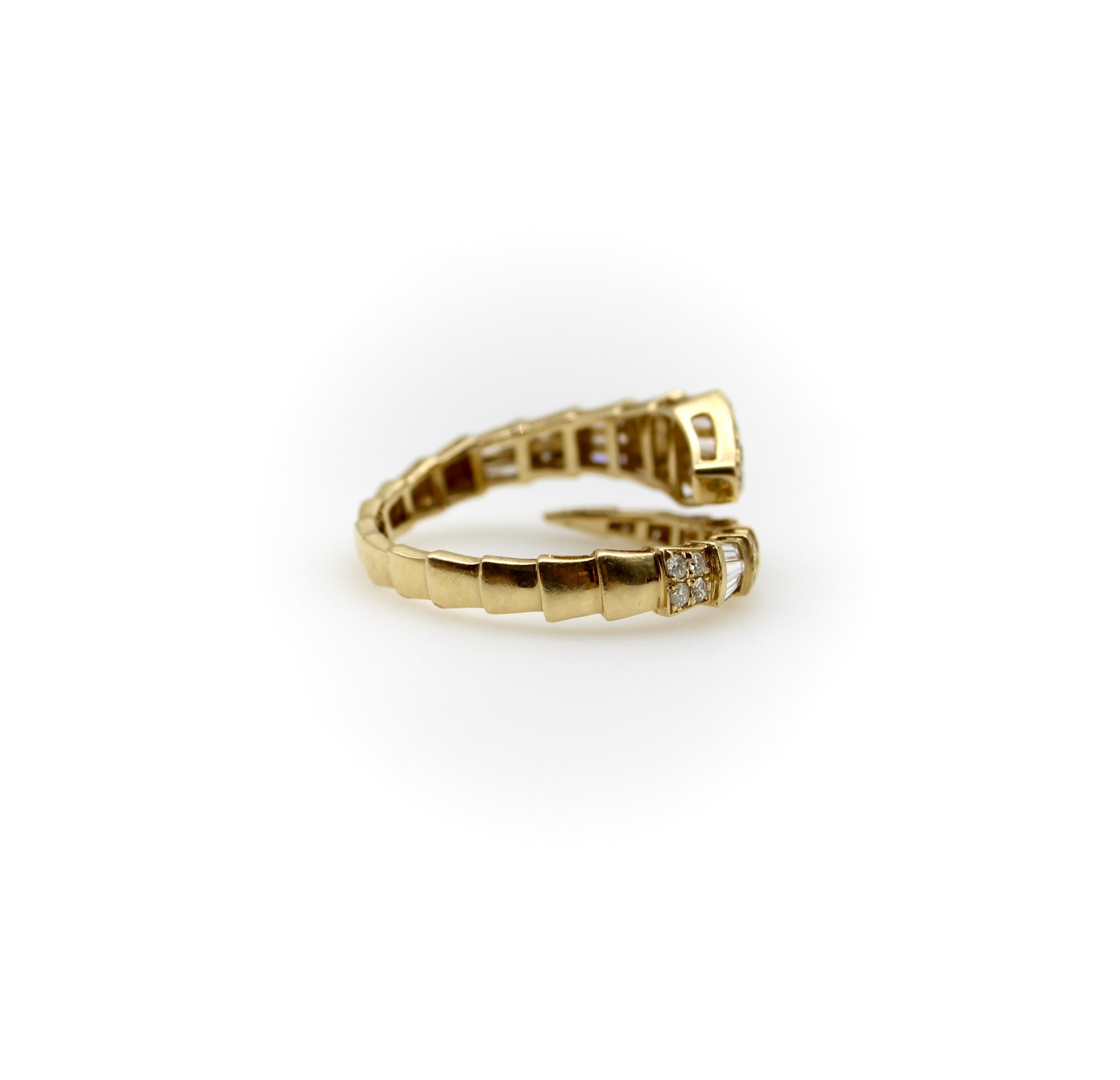 Women's or Men's  Vintage 14K Gold Diamond Snake Bypass Ring 