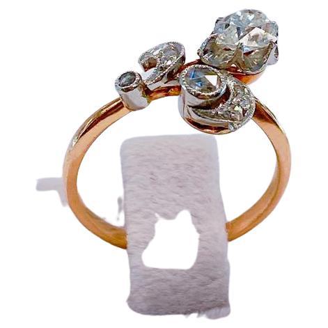 Vintage Diamant Gold Solitair Ring Damen im Angebot