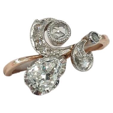 Vintage Diamant Gold Solitair Ring im Angebot 1