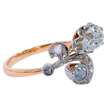 Vintage Diamant Gold Solitair Ring im Angebot