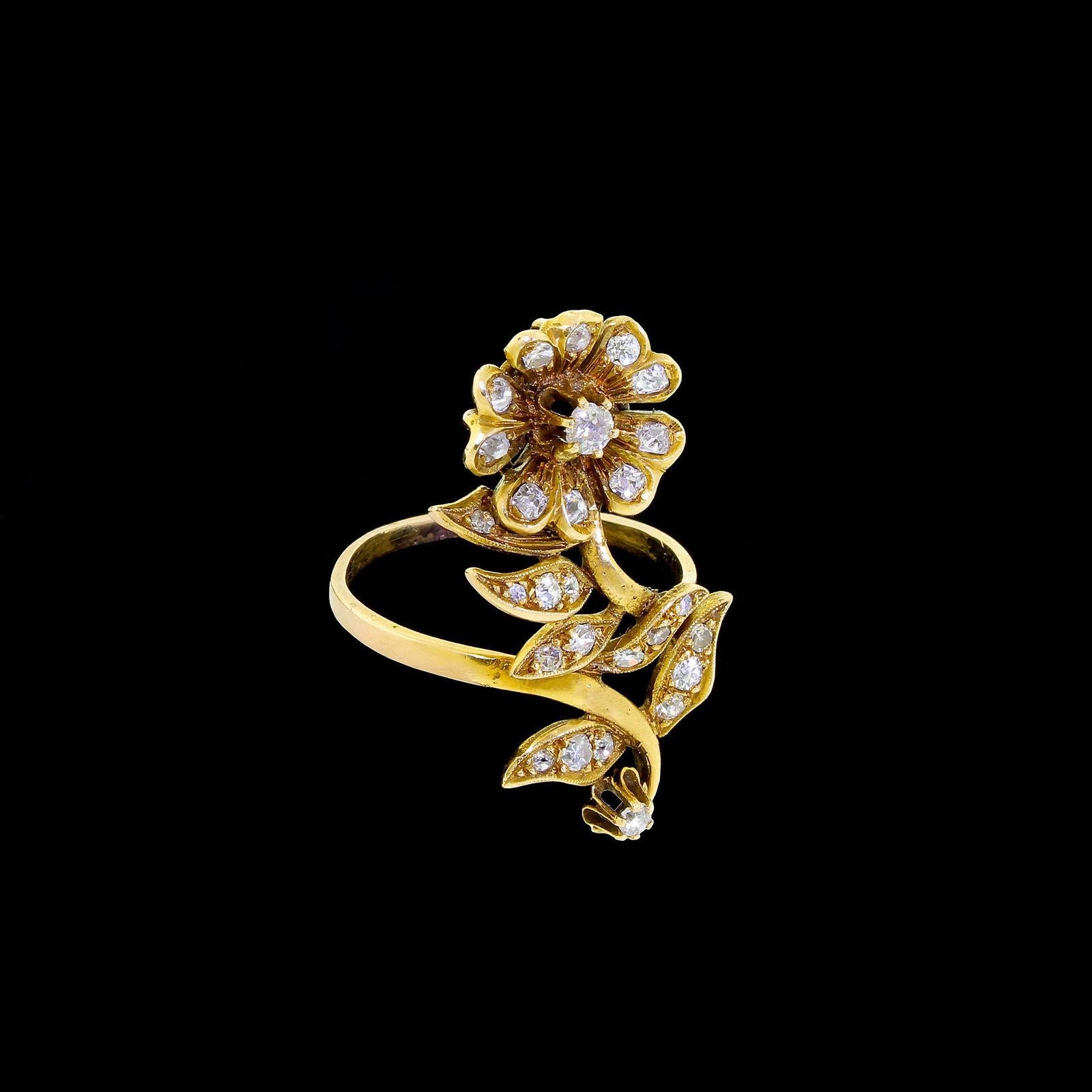 gold flower ring vintage