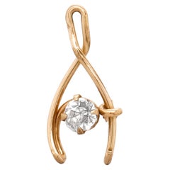 Vintage 14K Gold & Diamond Wishbone Charm for a Bracelet