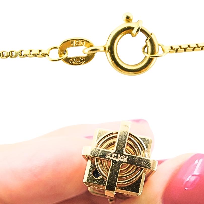 Vintage 14k Gold Dice Pendentif avec 18k Gold Bar Chain Necklace en vente 6