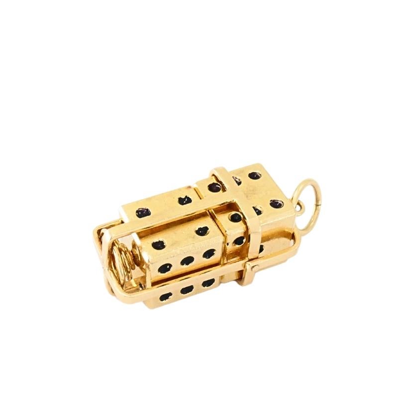 Vintage 14k Gold Dice Pendentif avec 18k Gold Bar Chain Necklace en vente 2
