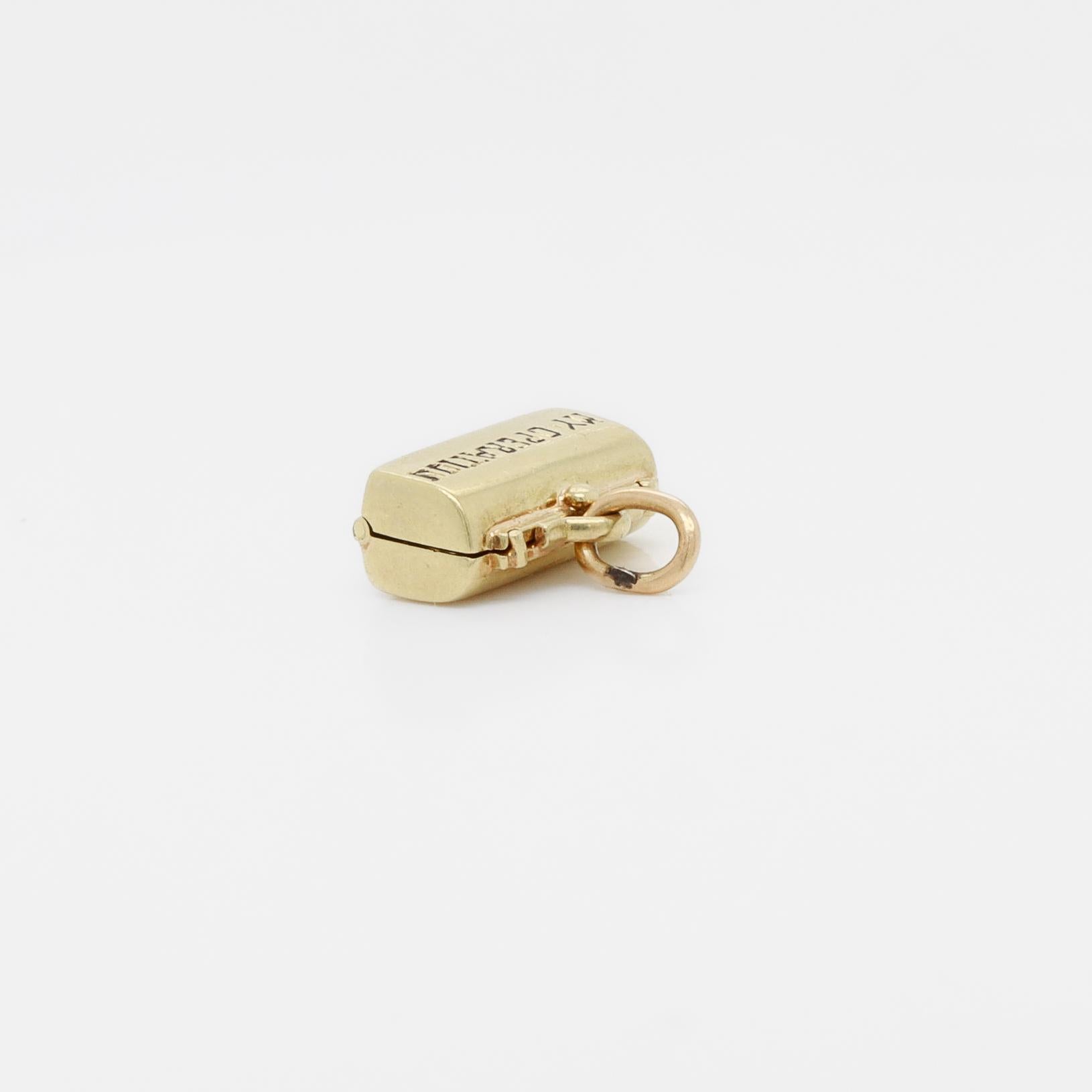 Vintage 14K Gold Doctor's Bag or Toolbox Charm for a Charm Bracelet For Sale 11