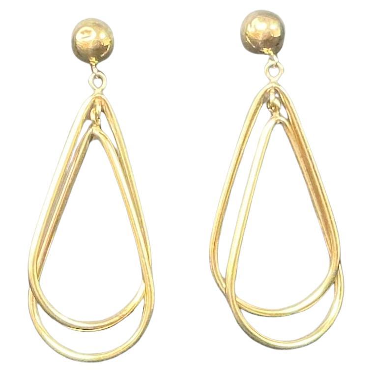 Orecchini a goccia a doppio pendente in oro 14K vintage