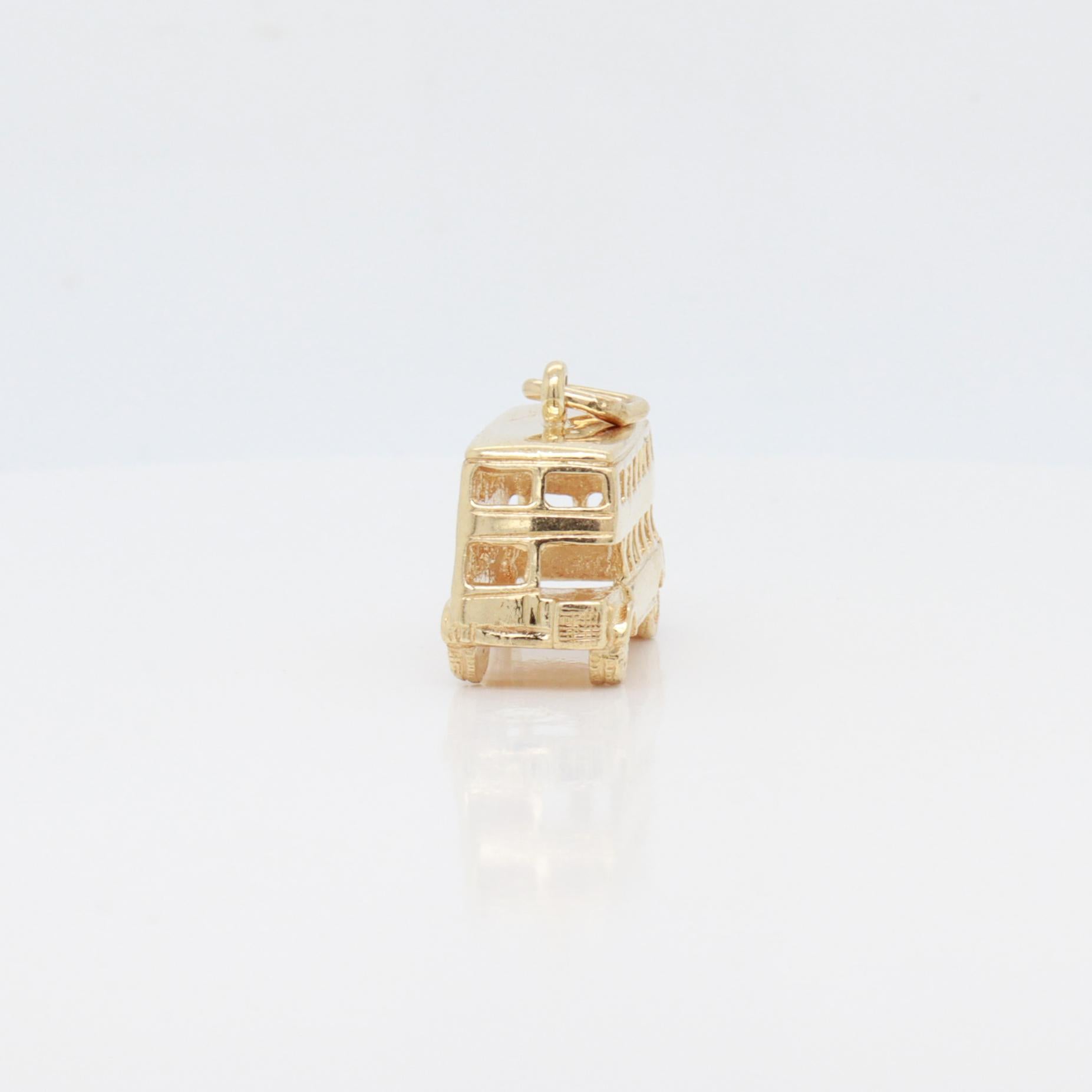 Vintage 14K Gold Double Decker Bus Charm for a Charm Bracelet For Sale 5