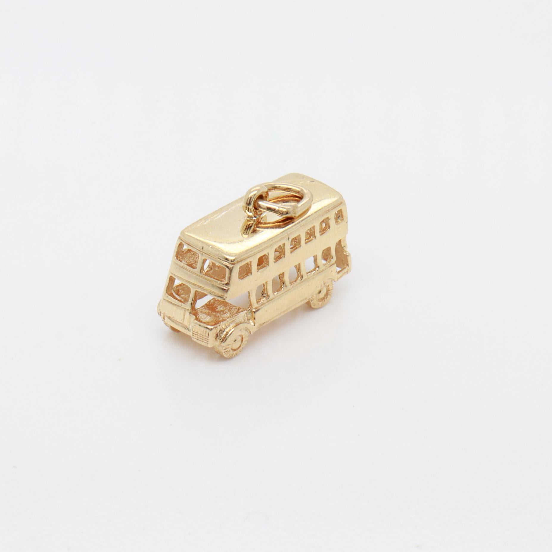 Vintage 14K Gold Double Decker Bus Charm for a Charm Bracelet For Sale 6