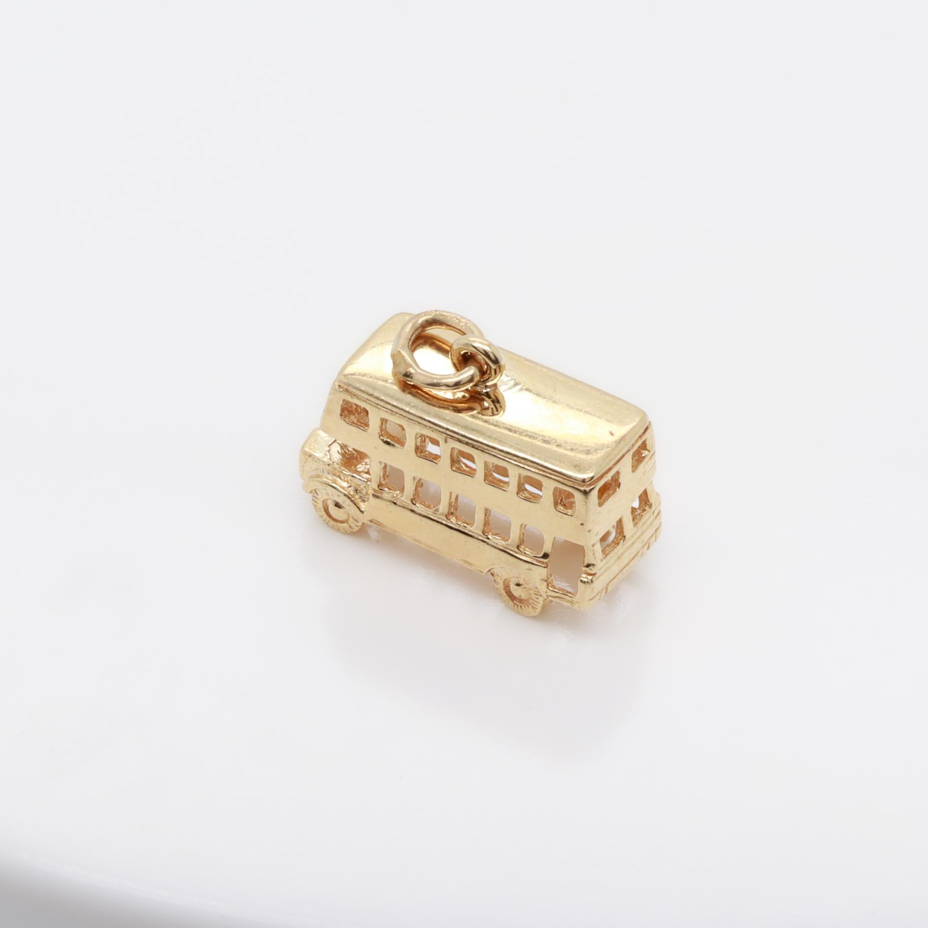 Vintage 14K Gold Double Decker Bus Charm for a Charm Bracelet For Sale 7
