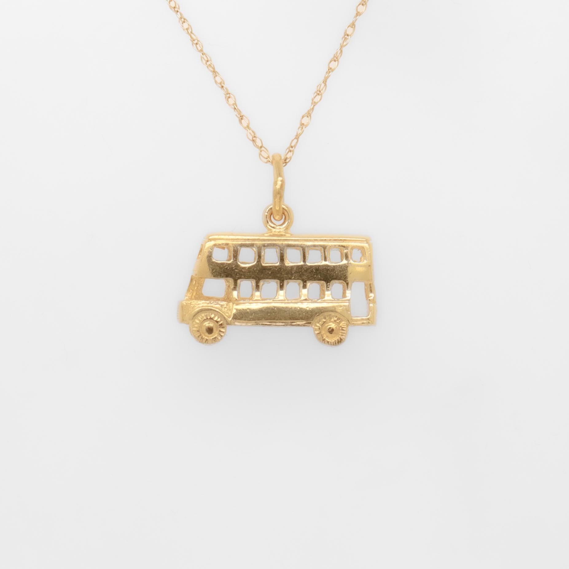 Vintage 14K Gold Double Decker Bus Charm for a Charm Bracelet For Sale 9