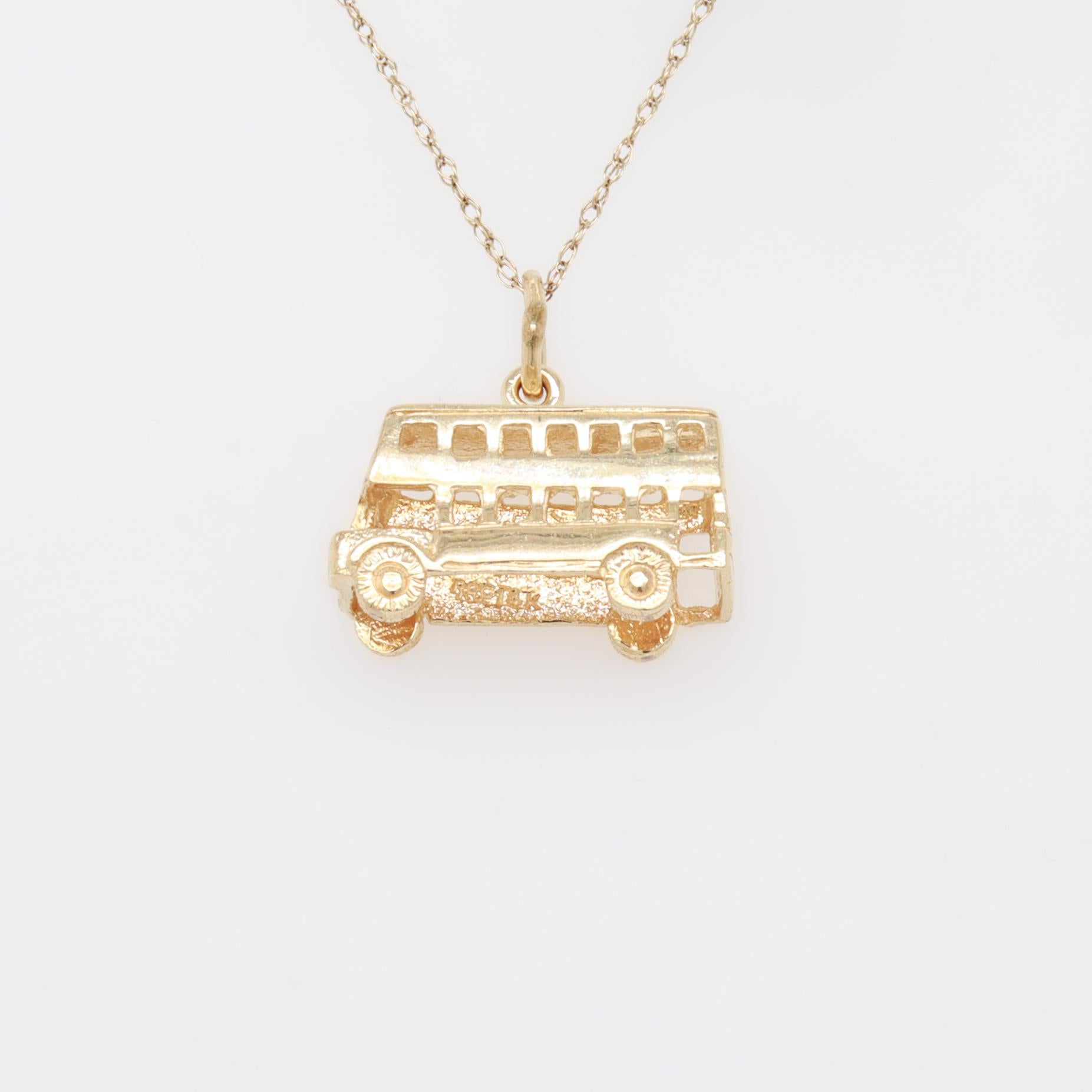 Vintage 14K Gold Double Decker Bus Charm for a Charm Bracelet For Sale 10