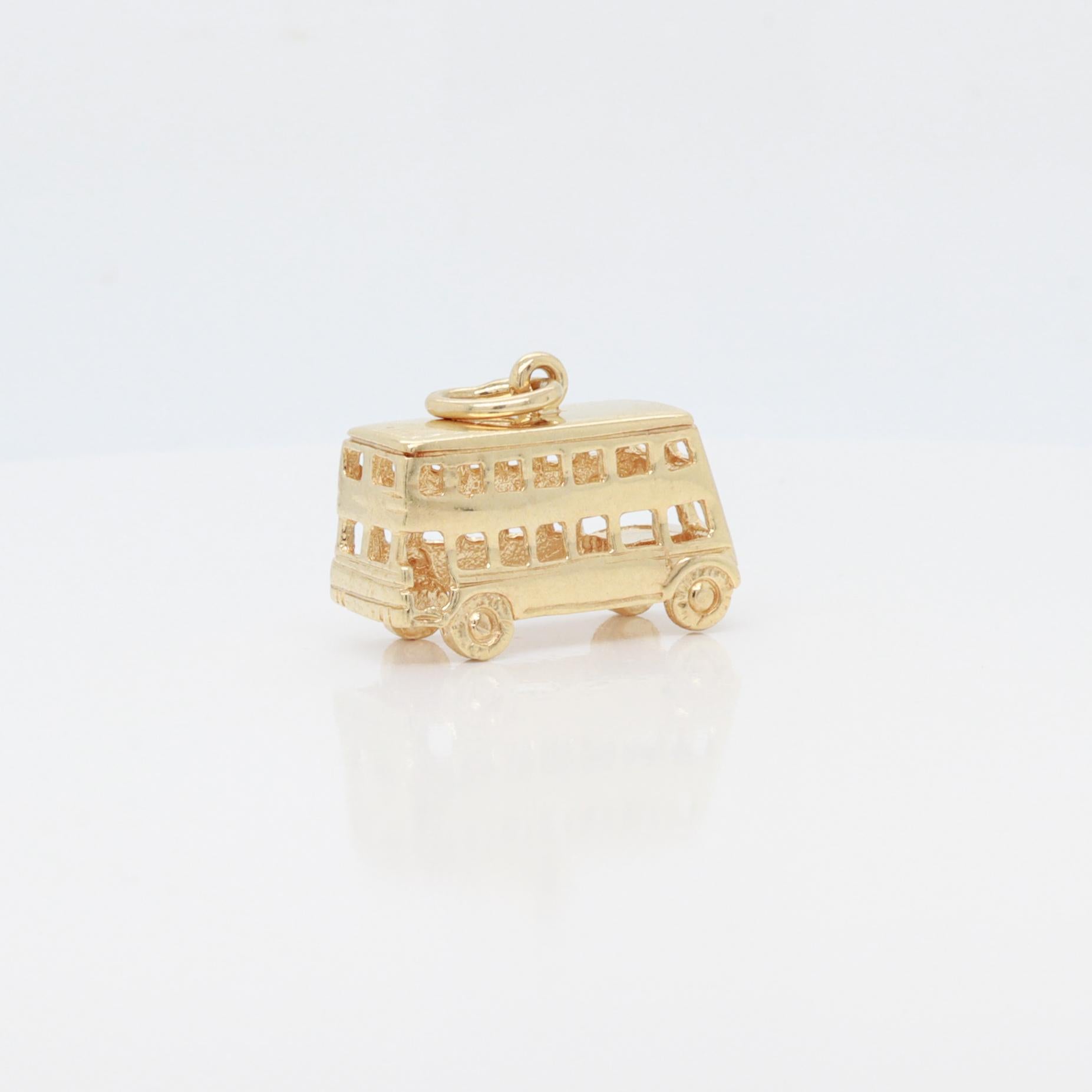 Vintage 14K Gold Double Decker Bus Charm for a Charm Bracelet For Sale 2
