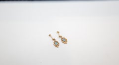 Vintage 14K Gold Drop Earrings with Natural Opals  Ornate Scroll Design
