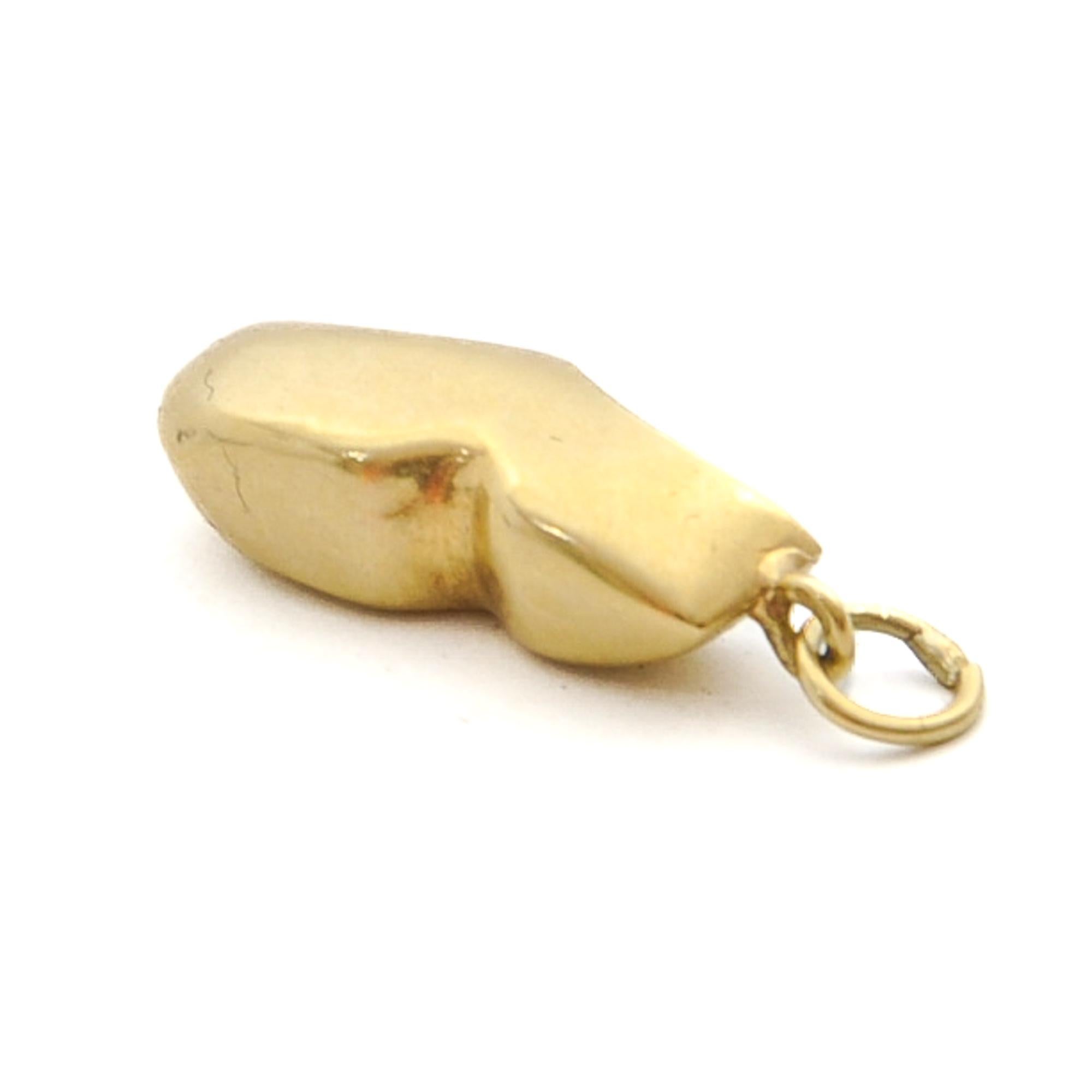 Ciondolo a forma di zoccolo olandese vintage in oro 14K 1