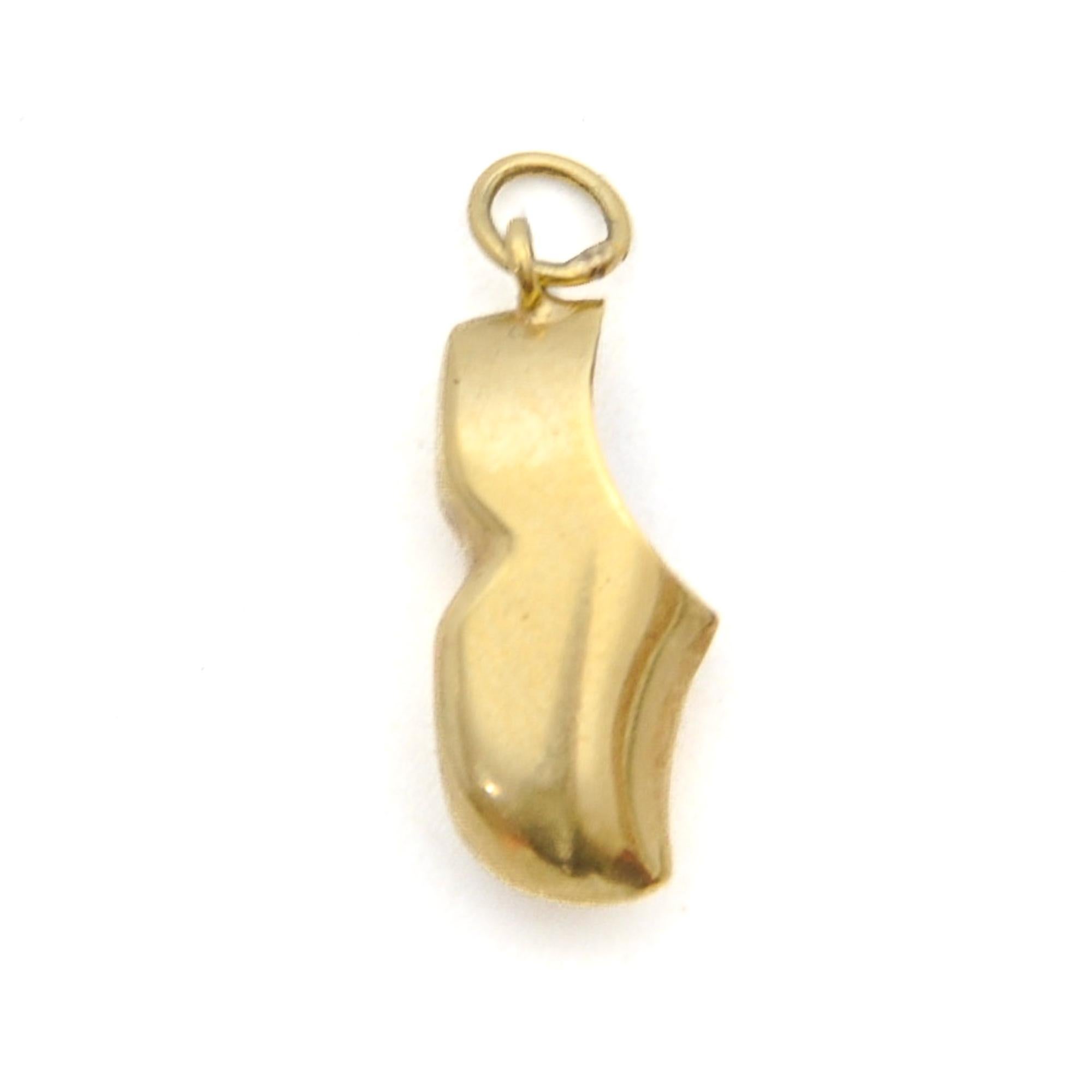 Ciondolo a forma di zoccolo olandese vintage in oro 14K 3