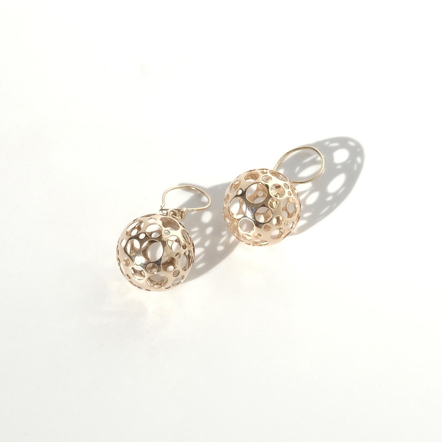 Women's or Men's Vintage 14K Gold Earrings “Leppäkerttu” by Liisa Vitali For Sale